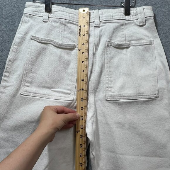 Wilfred Free Sz 10 White High Waist Wide Leg Straight Denim Jeans - Picture 11 of 15